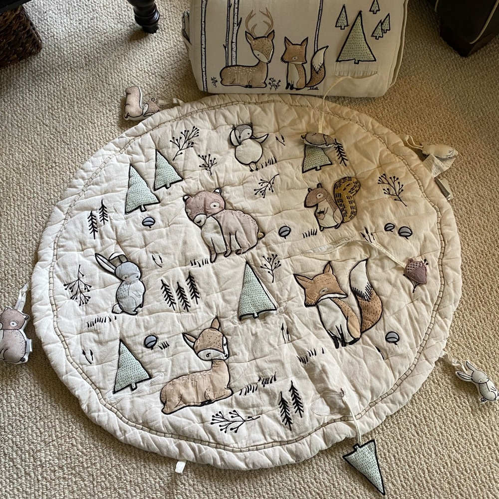 Crate & Kids Woodland Animals Baby Activity Play Mat and Tummy Time Toy